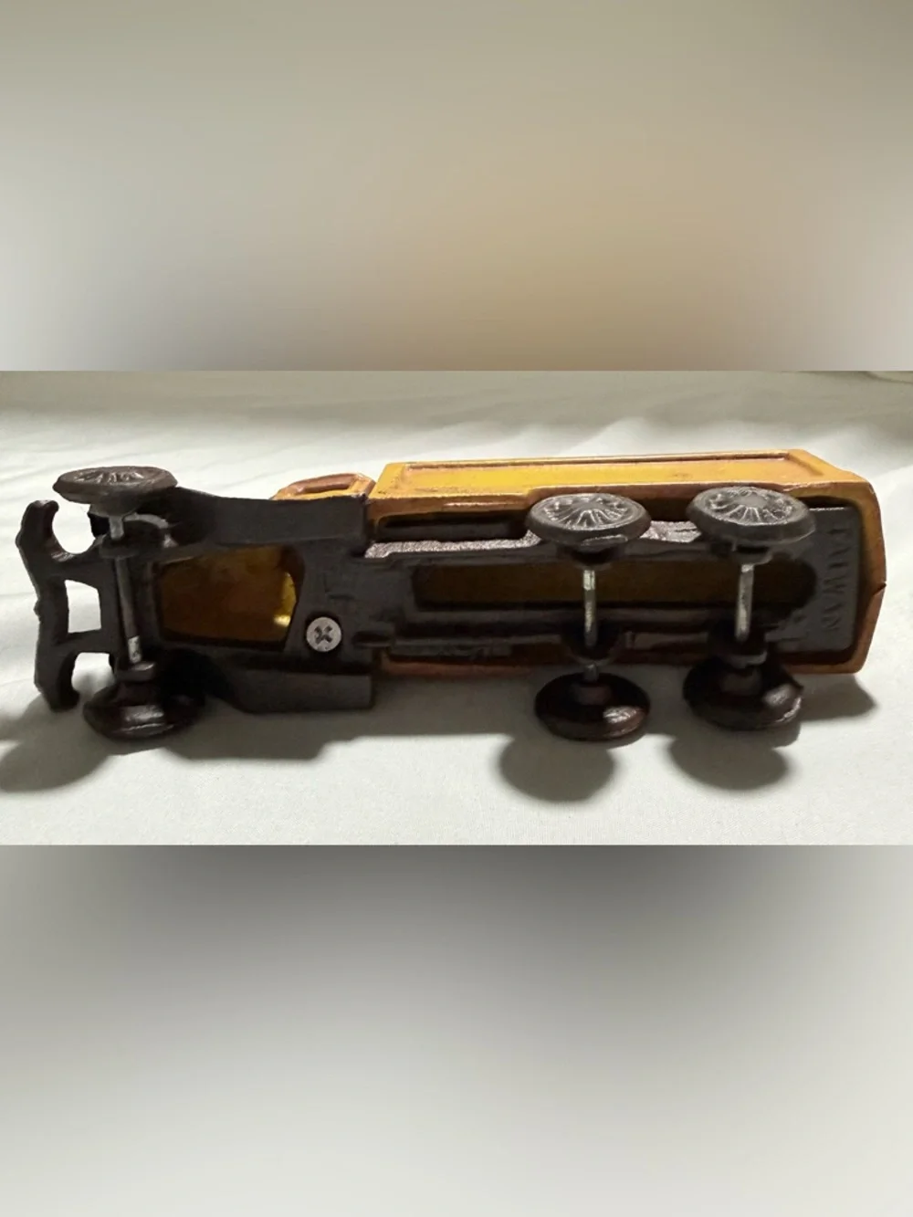 Vintage Cast Iron Yellow Delivery Truck - Old Toy Truck 7 3/4” L  x 2 3/4” H